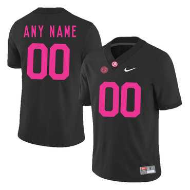 Men%27s Alabama Crimson Tide Black Customized 2017 Breast Cancer Awareness College Football Jersey